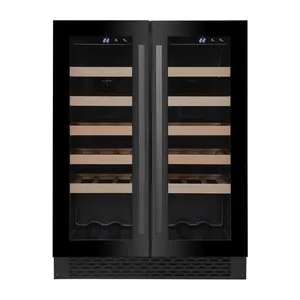 Side by Side Two Doors Wine Refrigerator Electric 65 Electronic Temperature Wine Cellar Storage 220 VI46-2D Dual Zone 40 Bottles