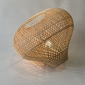 Suspension en rotin naturel faite à la main de 16,5 pouces, design de panier suspendu au plafond tissé à la main avec <span class=keywords><strong>hauteur</strong></span> réglable, base d'ampoule E26 - Product Image 4