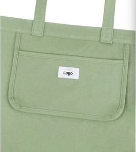 Sac fourre-tout en toile de couleur unie, taille personnalisable, écologique, logo imprimé personnalisé, sac de shopping en coton personnalisé pour les magasins d'épicerie - Product Image 2