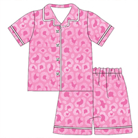 Boutique Kids Girl Short Sleeve Two Piece Pajamas Spring Summer Custom Printing Sleep Wear Set