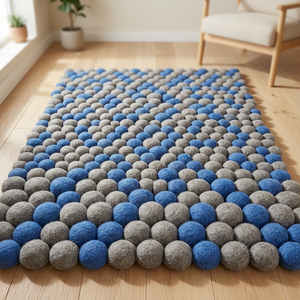 Wholesale Factory Price 100% Wool Mini Felt Balls Rug Handmade Original Wool Mats PET Friendly Washable Square for Room Decor - Product Image 3