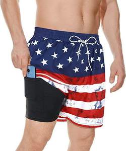 Men's Navy <b>Fish</b> Print Board Shorts Mid Waist Quick Dry With Pockets Drawstring Casual Short Length - Product Image 2