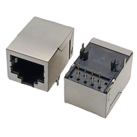 YBO S8125-8P8C soket 8P8C RJ45 Jack betina cangkang tembaga 8-Pin dengan konektor Ethernet dengan antarmuka kabel 8-Pin