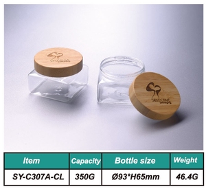 Nhựa Trong Suốt Vuông Mỹ Phẩm <span class=keywords><strong>Jar</strong></span> Chăm Sóc Cá Nhân Lọ Với Nắp Tre - Product Image 2