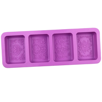 Échantillon Gratuit Usine 1319, Moule à Gâteau en Silicone Design Traditionnel Forme Rectangle 4 Trous, Moules à Bougies en Silicone, Moules à Savon