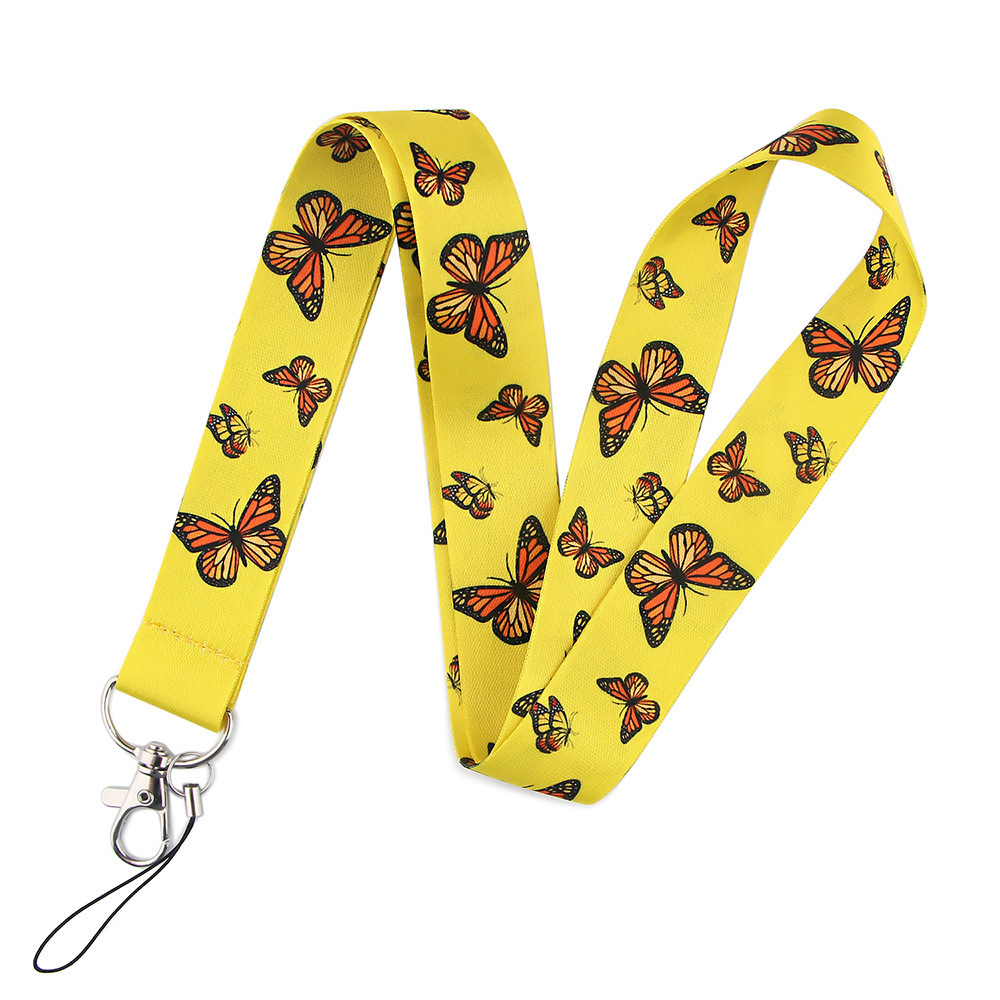 Wholesale Satin Lanyards Fashion Butterfly Design Lanyards Student Work Nurse Card Holder Accessories Phone Lanyard Custom Logo Image 3