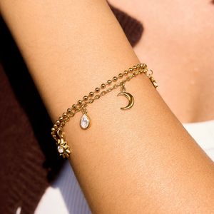 Bracelet chaîne en acier inoxydable personnalisé avec pendentifs délicats <span class=keywords><strong>lune</strong></span> <span class=keywords><strong>et</strong></span> <span class=keywords><strong>soleil</strong></span> pour femmes, vente en gros - Product Image 2