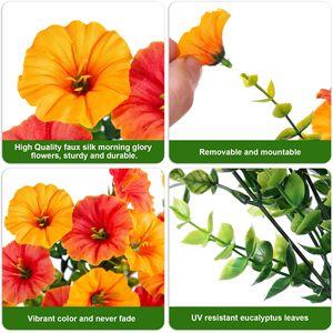 Guirnalda Artificial de Gloriosas Bicolor Naranja y Amarillo para Decoración de Jardín y Patio Exterior, Colgante de Pared de Tela de Poliéster Plástico - Product Image 4