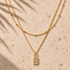 <span class=keywords><strong>Collana</strong></span> a strati <span class=keywords><strong>con</strong></span> <span class=keywords><strong>iniziale</strong></span> da donna, catena a sfera <span class=keywords><strong>con</strong></span> strass, <span class=keywords><strong>ciondolo</strong></span> a lettera dell'alfabeto A-Z, gioielli personalizzati - Product Image 3