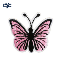 Parche Bordado Personalizable de Insecto Colorido, Diseño Ligero, Parche Termoadhesivo de Mariposa Rosa Linda