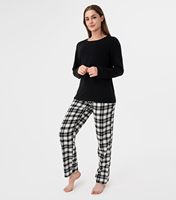 Ensemble pyjama à carreaux 100% coton pour femmes haut et pantalon doux à manches longues automne vêtements de nuit tissés respirants