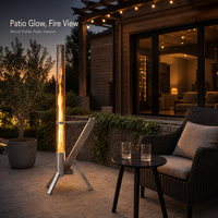Poêle à granulés d'extérieur autoportant en acier inoxydable avec tube de verre pour vision de la flamme, coupe-vent, alimentation par gravité, vente en gros