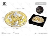 Fibbia per cintura rotonda in argento nero opaco, 4,5 cm, grande, in lega placcata - Product Image 1