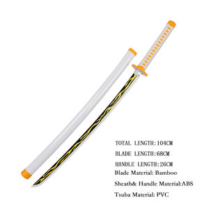 Hot Demon Slayer Agatsuma <span class=keywords><strong>Zenitsu</strong></span> Kidults Jeu de rôle En Bois Anime Prop Sécurité Court Mini <span class=keywords><strong>Katana</strong></span> Jouet Épées pour Cosplay Garçons Filles - Product Image 4