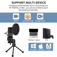 Microphone USB portable à condensateur haute qualité avec suppression du bruit pour conférences, studios et jeux, compatible avec les ordinateurs de bureau