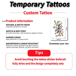 Adesivi personalizzati impermeabili temporanei <span class=keywords><strong>tatuaggi</strong></span> falsi personalizzati bianchi creano il tuo Design trasferimento di acqua Non tossico - Product Image 3