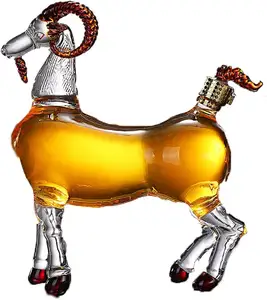 Decantador de whisky de cabra, decantador de vino de animales del zodiaco, botella de vidrio, decantador de licor de 1000ML para vodka, whisky, ron, Tequila