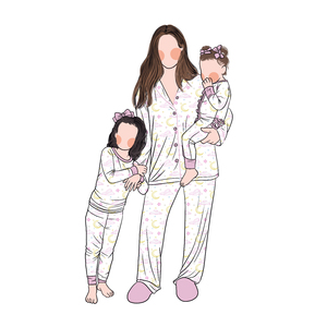 Nueva Llegada, Pijamas Transpirables de Bambú para Mamá e Hija, Estampado Personalizado, Pijamas para Bebés, Niños y Mujeres, Conjunto de 2 Piezas de Bambú - Product Image 5