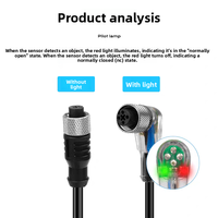 Kabel Koneksi Sekrup Plug Lurus LED NPN 3-inti 10m M12 Baru XS2F-M12PVC3A10MNLED Sensor Proximity Tanpa Pelindung