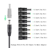 Ensemble complet de 8 embouts DC 5521 femelle vers connecteurs DC5525/5521/4017/35135/3011/2507/Micro pour adaptateur de chargeur d'ordinateur portable