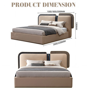 Juego de Muebles de Dormitorio con Cabecera Alta Tapizada en Cuero, Estilo Moderno, Cama King Size de Lujo Italiana <span class=keywords><strong>2023</strong></span> - Product Image 6