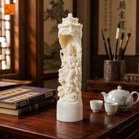 Statuette en résine personnalisée haut de gamme, Guanyin Bouddha religieux en polyrésine blanc ivoire avec poudre d'agate pour la décoration de la maison ou du bureau