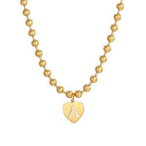 Collar con colgante de corazón de acero inoxidable con inicial del alfabeto inglés A para uso diario, regalo de aniversario - Product Image 1