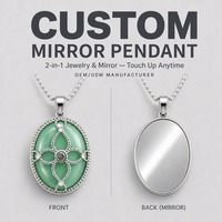 Collier personnalisé DIY en acier inoxydable plaqué or 18 carats et argent, avec pendentif miroir géométrique délicat pour femme