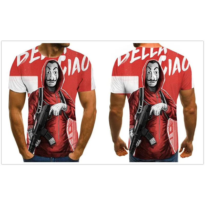 Camiseta con estampado 3D personalizado para hombre y mujer, camiseta transpirable de tela fresca para película de La casa de papel V para Vendetta