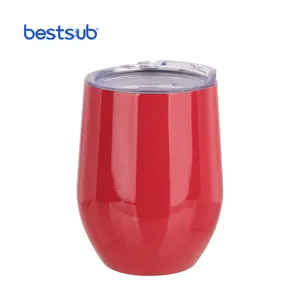 BestSub Metal Sublimation Red Stainless Steel Mug Best Decorative Stemless Wine Glasses Tumbler BW22R