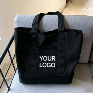 Sac fourre-tout en toile de coton biologique imprimé avec logo personnalisé, réutilisable pour les courses et recyclable pour les voyages à la librairie - Product Image 4