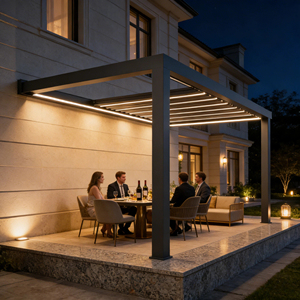 Pergola en aluminium sur mesure de luxe Tingmeihaoting, bioclimatique, à ouverture manuelle, pour villa - Product Image 1