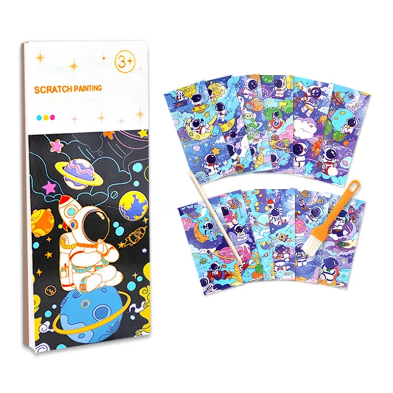 2024 ที่กําหนดเอง Scratch Pad ภาพวาดกระเป๋าหนังสือ DIY ที่คั่นหนังสือพร้อมแปรงสําหรับเด็กเด็ก