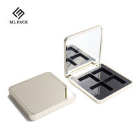 Grande palette carrée vide à 4 compartiments pour fards à paupières avec miroir, étui métallique or champagne, étui compact de maquillage personnalisé pour marque privée