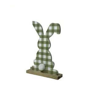 Pièces de décoration de lapin en bois coloré Lapin de dessin animé Décoration en bois Artisanat de lapin