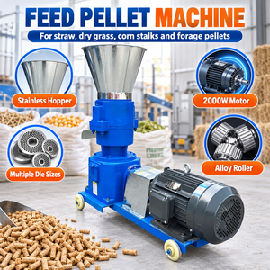Electric Feed Pellet Machine 2000W Copper Motor with Stainless Steel <strong>Hopper</strong> for Straw Dry <strong>Grass</strong> Corn Stalks and Forage - Product Image 1