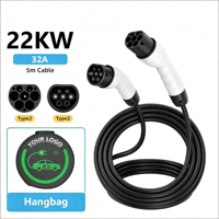 Nouveau câble de charge pour véhicule électrique de haute qualité 32A 7-22kW Type 2, 3 phases, 5 m, certifié CE, IP67