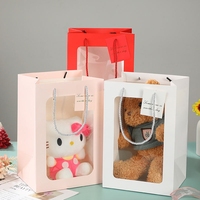 Transparente Geschenktüte mit Griff Tragbare Verpackungstasche für Hochzeitsgeschenke Qixi Festival Zubehör Plüschpuppen-Geschenk Blumen