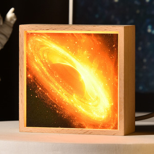 Gỗ Acrylic hình ảnh khung với LED, cạnh giường ngủ máy tính để bàn trang trí món quà sáng tạo Phi Hành Gia hành tinh ánh sáng bức tranh khung - Product Image 5