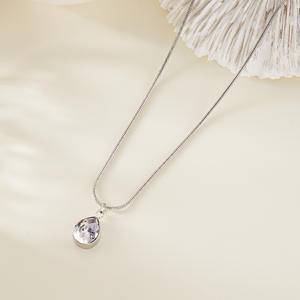 Mặt dây chuyền zircon hình giọt nước mạ vàng thời trang bán chạy nhất, dây chuyền thép không gỉ, bán buôn - Product Image 4