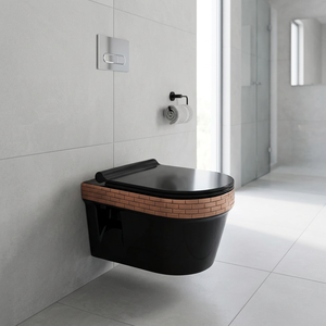 WC mural intelligent en céramique sans rebord, imprimé style rétro moderne, taille standard, gris, sanitaires EWC - Product Image 6
