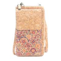 Tas Telepon Kork Vintage Multifungsi Dompet Portabel dengan Lapisan Poliester dan Penutup Tombol Aksesoris Populer