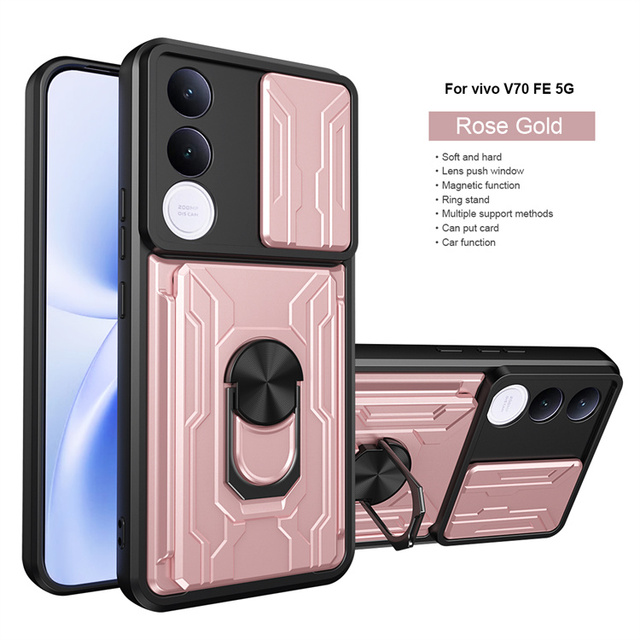 Magnetic Camera Protective Detachable Card Slot Holder Armor Phone Case Ring Holder Kickstand Cover for ZTE nubia Focus Pro 5G
