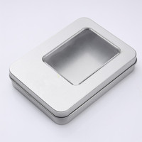 Boîte en métal rectangulaire 115x85x22mm avec couvercle de fenêtre pour l'emballage d'accessoires mobiles d'ordinateur outils de cadeaux
