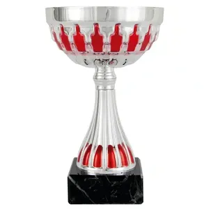 Coppa Sportiva Argento e Rosso con Base in Marmo – Personalizzabile - Product Image 1