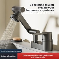 Robinet de lavabo double trou pour salle de bain, eau froide et chaude, double fonction, moderne et minimaliste, avec valve en céramique