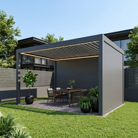 Kit de pergola moderne en aluminium avec toit à lames orientables, éclairage LED et écran zip pour projets d'ombrage extérieur en gros