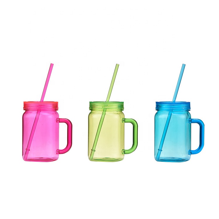 20 унций Акриловые Банки Mason, пластиковые банки для невесты и жениха mason с ручкой и соломинкой