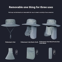 Chapeau de pêcheur unisexe à large bord respirant et à séchage rapide pour l'été, avec protection faciale, idéal pour la randonnée et la protection solaire, 100% polyester, motif panda