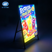Panneau publicitaire LED portable en métal en forme de A, facile à changer, pour extérieur